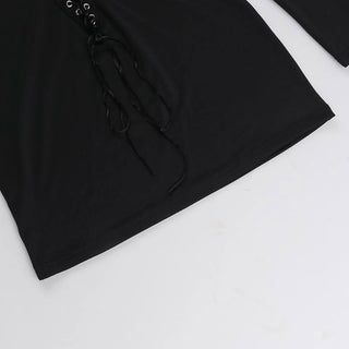 Long sleeve lace up mini dress