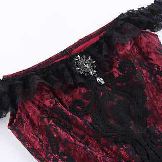 Velvet lace hem corset cami top
