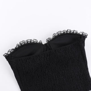 Metal chain lace up sweetheart neck tube top