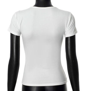 Crewneck short sleeve doll pattern contrast top