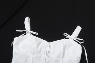 Corset bowknot ruffle zip-up cami top