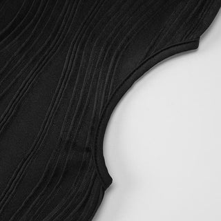 Textured one shoulder irregular hollow out solid cut out midi dress