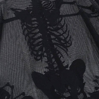 Human skeleton ruffle net shrug top