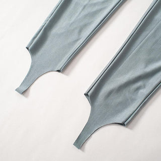 Ruched off shoulder long sleeve irregular solid pant set