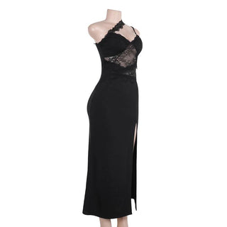 Sweetheart neck lace hem slit cami maxi dress