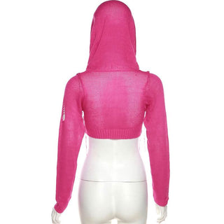 Hoodie long sleeve knitted crop top