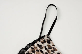 V neck bowknot leopard print cami top
