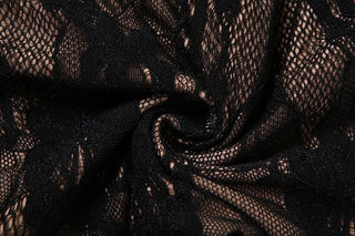 High neck long sleeve lace hollow out cut out mini dress