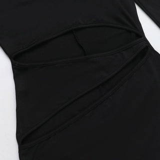 Long sleeve crewneck hollow out cut out maxi dress