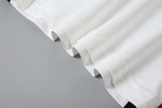 One shoulder irregular self tie â€œ91â€ pattern contrast top