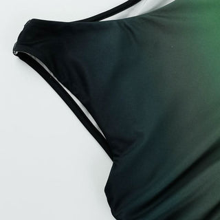 One shoulder gradient ruched drawstring mini dress