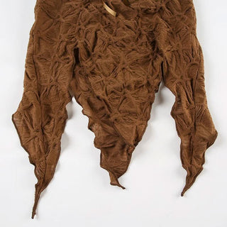 Long flared sleeve textured lace hem ruffle top