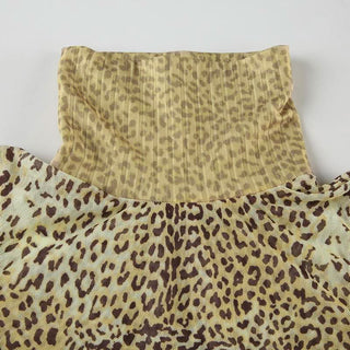 High neck leopard print mesh sleeveless top