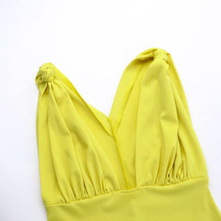 V neck ruched solid cami mini dress