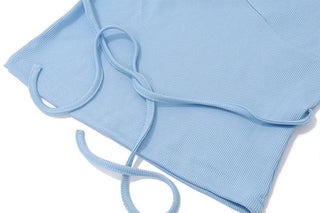Ruched u neck bowknot ribbed cami top