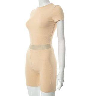 Short sleeve crewneck solid ribbed pant set