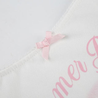 U neck rabbit print bowknot cami top