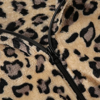 Hoodie long sleeve leopard print zip-up coat top