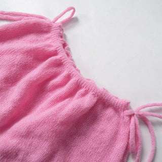 Short sleeve ruffle knitted drawstring ruched pant set