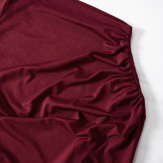 Long sleeve ruched irregular solid mini dress