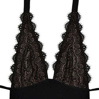 Halter self tie deep V neck gradient lace maxi dress