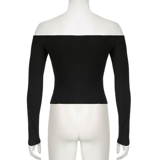 Long sleeve off shoulder "09" pattern top