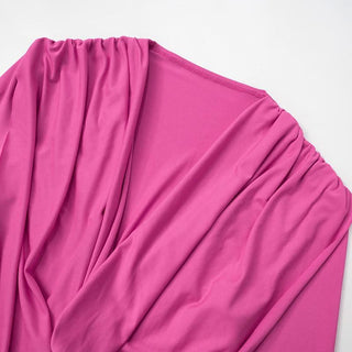 Cowl neck low cut long sleeve ruched solid romper