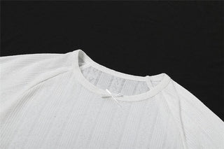 Short sleeve textured bowknot ruffle top