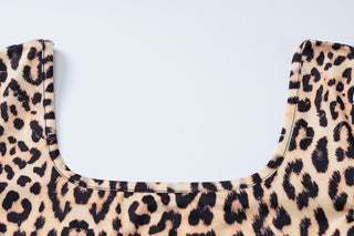 Leopard print u neck high rise pant set