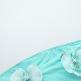 Flower applique mesh patchwork tube top