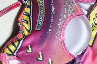 Letter print padded notch neck corset cami mini skirt set