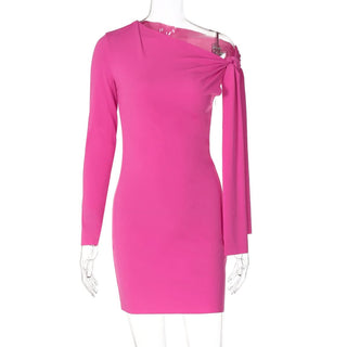 One shoulder knotted mini dress