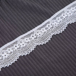 Long sleeve patchwork lace hem bowknot ruched top