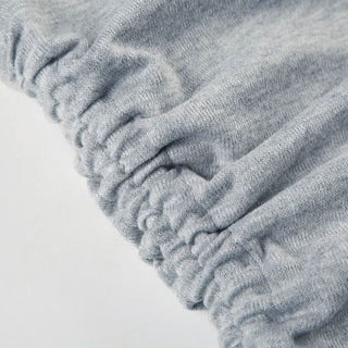 U neck long sleeve lace hem drawstring 2 piece top