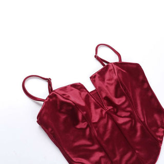 Satin v neck backless solid cami top