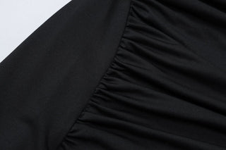 Long sleeve padded backless ruched maxi dress-final-sale