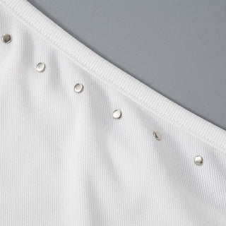 One shoulder irregular beaded ruched pant set