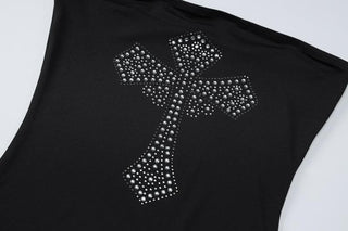 Cross pattern beaded backless tube mini dress