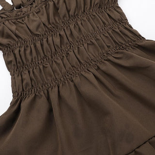 Smocked ruched bowknot ruffle cami mini dress