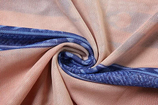 Long sleeve mesh denim print crop pant set