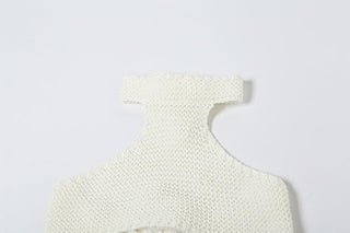 Halter self tie knitted backless mini skirt set