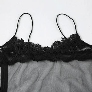 V neck mesh lace cami mini dress