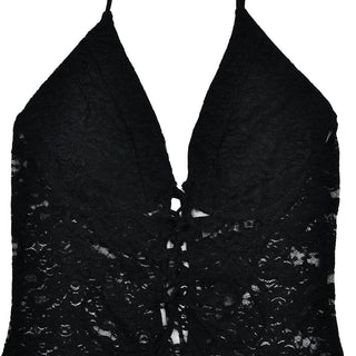 Halter lace lace up see through jumpsuit