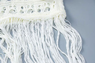 Sweetheart neck off shoulder tassels knitted maxi dress