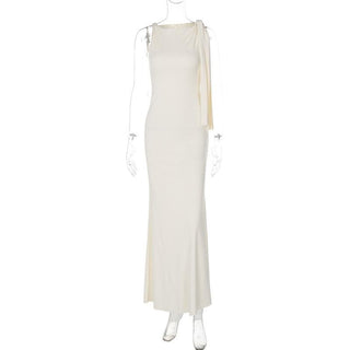 Ruffle irregular ruched 2-way maxi dress