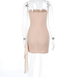 Ruched satin irregular tube mini dress