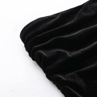 Ruched velvet mesh patchwork tube midi dress