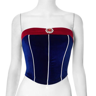 Beaded velvet contrast backless tube top