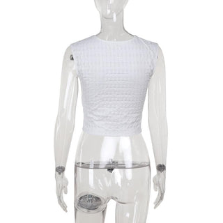 Crewneck textured letter print contrast top