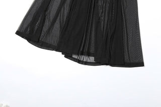 Long sleeve off shoulder ruched mesh maxi dress